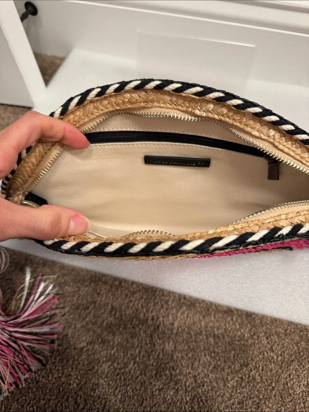 Rebecca Minkoff taco half moon straw clutch with tassle - Picture 4 of 7